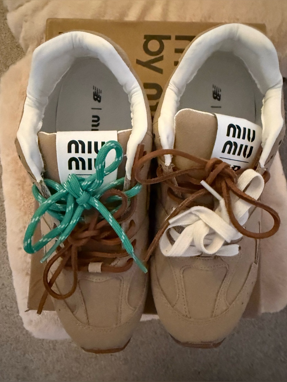 New Balance X Miu Miu Cream Suede Sneakers - Picture 6 of 6